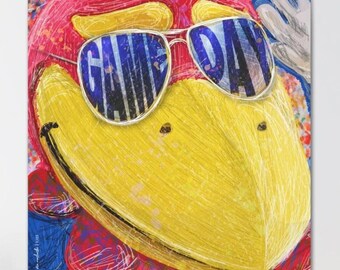 KU Jayhawk Game Day Close Up Art: University of Kansas Canvas Print