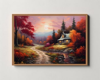 Autumn Landscape Digital Print, Oil Painting, Digital Download, Fall Decor.