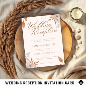 Carte d'invitation de réception de mariage / carte numérique / imprimable / téléchargement immédiat / célébration / invitation à une fête / carte modifiable / modèle de toile