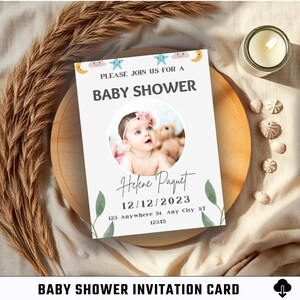 Baby Party Einladungskarte / Digitale Karte / Druckbar / Sofort Download / Feier / Party einladen / Editierbare Karte / Canva Template