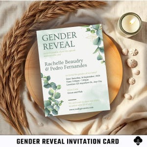 Gender Reveal Einladungskarte / Digitale Karte / Druckbar / Sofort Download / Feier / Party einladen / Editierbare Karte / Canva Template
