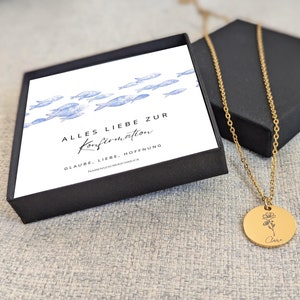 Confirmation necklace with Christian fish motif, stainless steel name necklace with engraving, confirmation gift, birth flower necklace