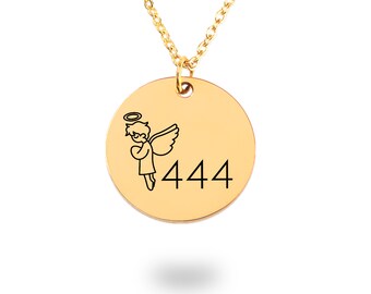 Angel number necklace 444 for special women • miraculous medal for her • angel numbers protection amulet • pick of destiny