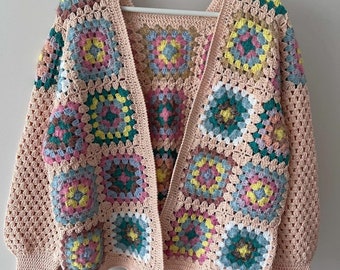 Granny square coat, Coat of many colors, Afghan Cardigan, Hand knit afghan coat, Granny square cardigan, Crochet cardigan