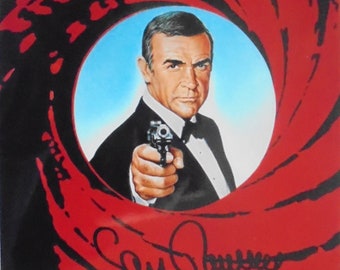 Sean Connery autografo originale "JAMES BOND 007" motivo foto grande 20x25 Gunbarel Mai dire mai più