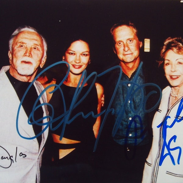 Kirk Douglas/Michael Douglas & Catherine Zeta Jones original autograph large photo 20x24