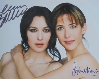 Sophie Marceau & Monica Bellucci original autograph large photo 20x30