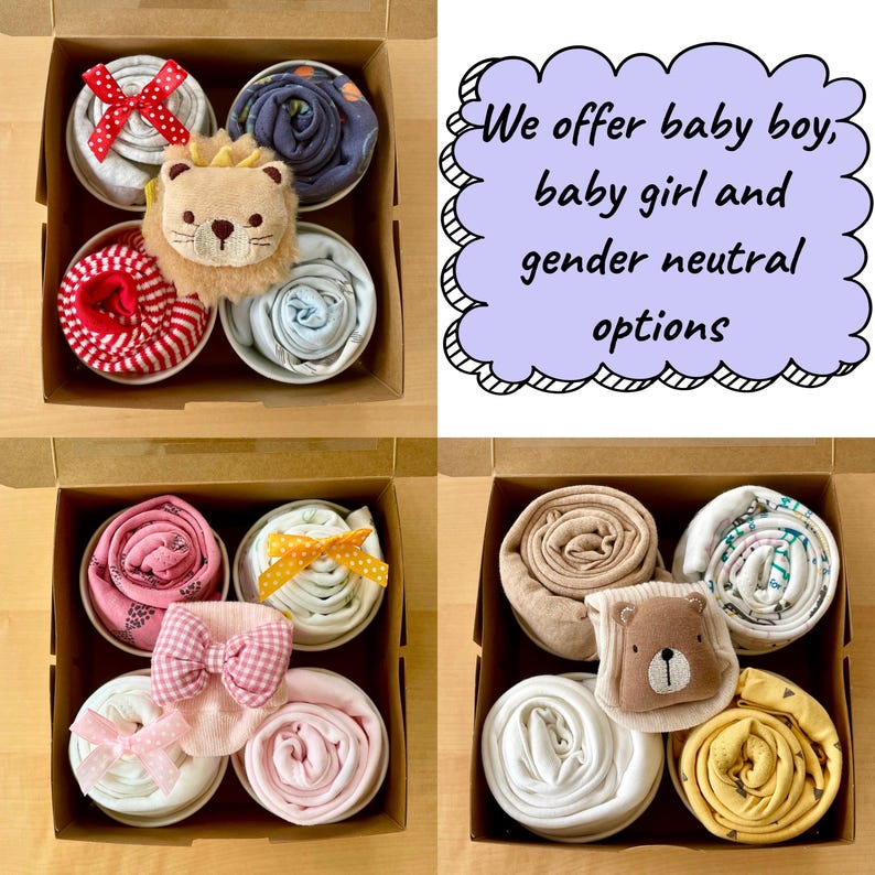 New Baby Gender Neutral Boy Girl Gift Box 100% Cotton Onesie Toy ...