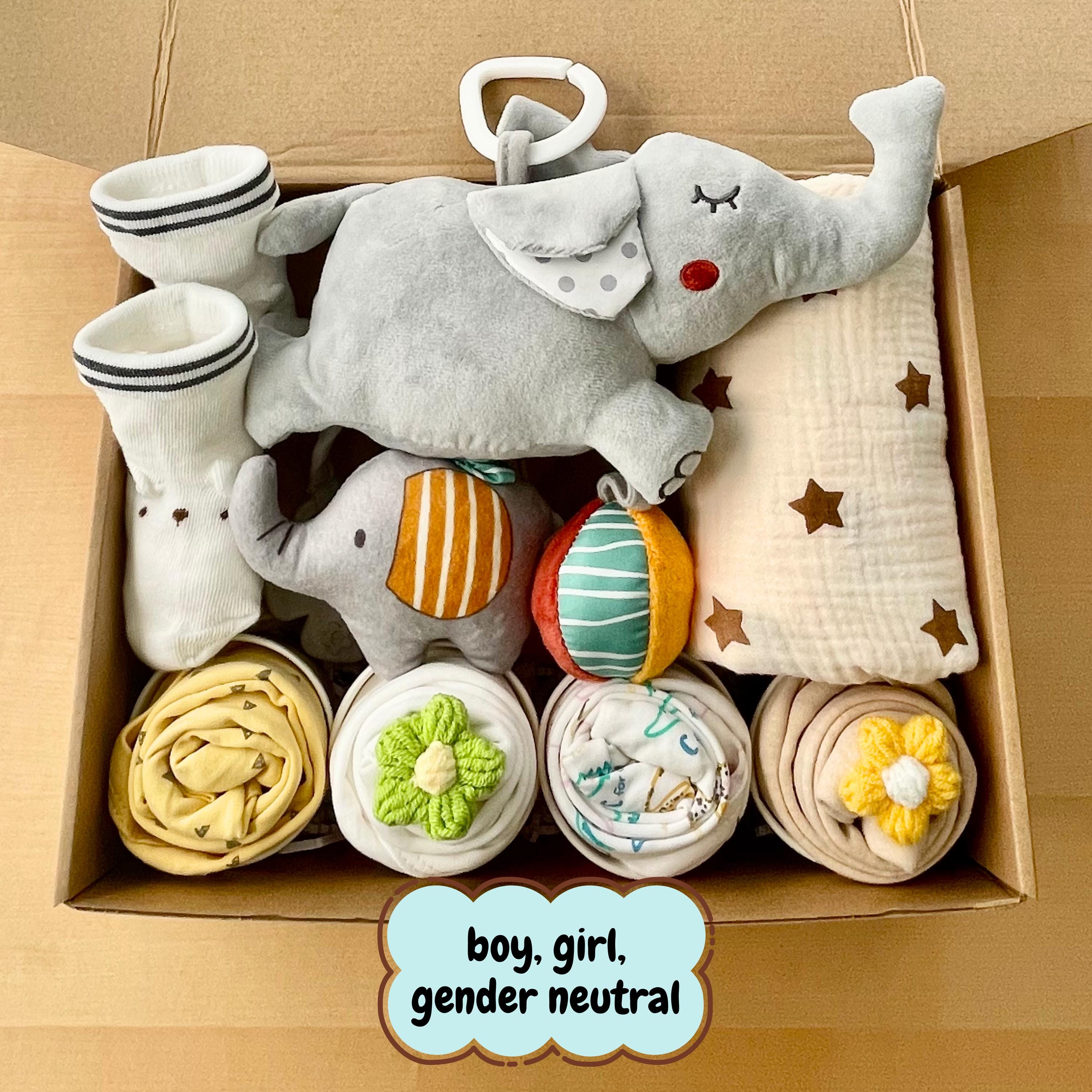 New Baby Gender Neutral Boy Girl Gift Box 100% Cotton Onesie Toy ...
