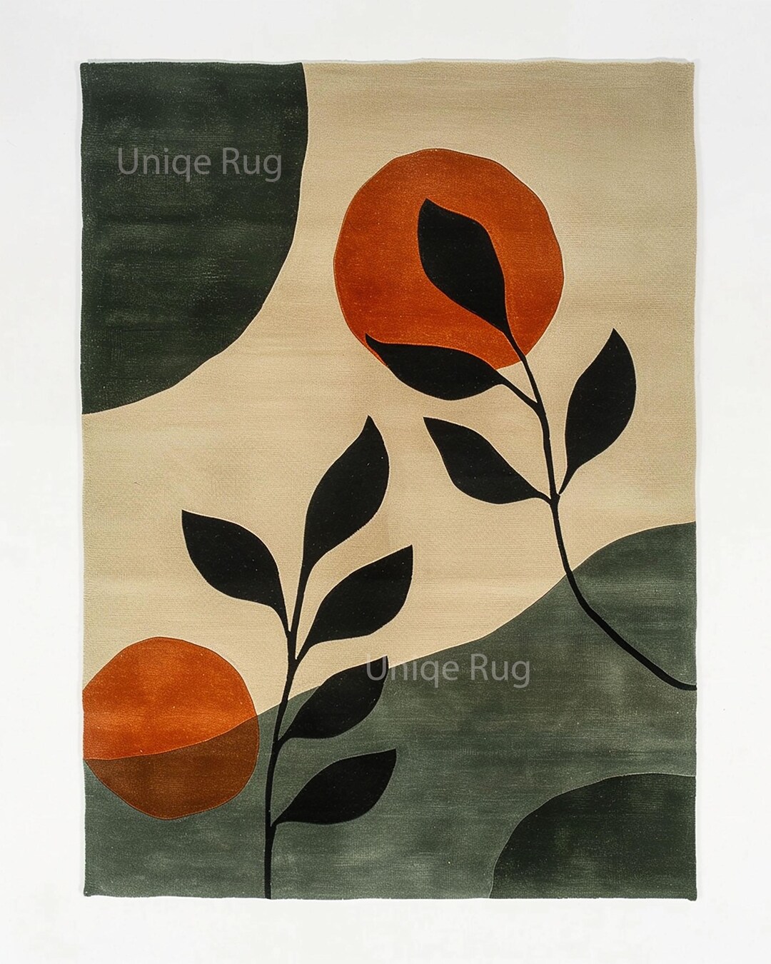 Modern Botanical Hand Tufted Wool Rug, Abstract Floral Area Carpet ...