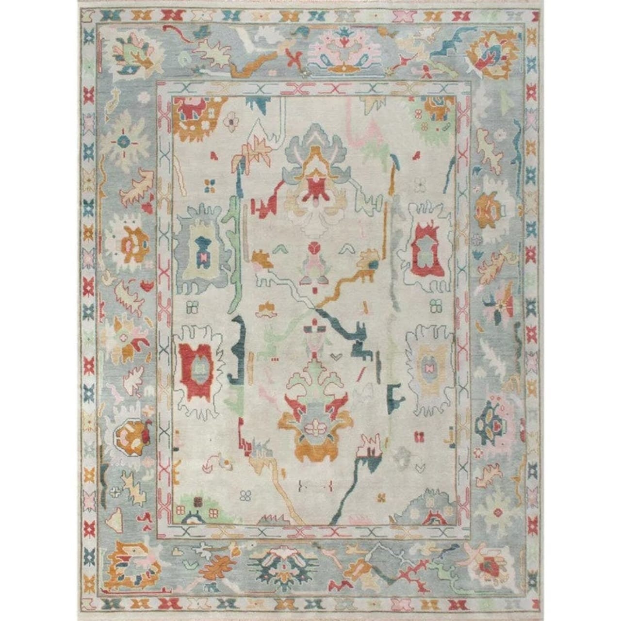 Hand Knotted Oushak Rug, Hand Knotted Rug, Hand Knotted Wool Rug, 8x10, 9x12traditional Hand