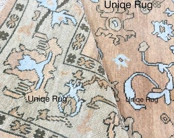 Hand Tufted persian inspired yellow, sky blue, brown Floral traditional rug for bedroom, living room and hall