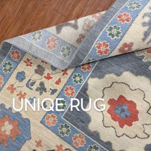 Hand knotted grey ivory Oushak Ready to Ship 9X12 Modern Hnad Knotted Oushak rug/ large area/sage/muted oushak rug