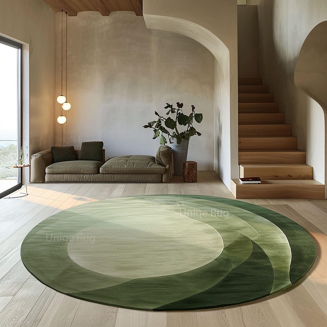 Handmade Circular Rug Handmade Round Rug With Artistic Hand-tufted Multicolor for Stylish ...