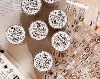 Vintage Alphabet PET Tape Stickers Large Letters | Aesthetic Typography Stickers for Journaling Scrapbooking Planner Deco - 53mm x 5m