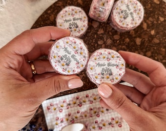 Fita adesiva decorativa Washi com recorte de flor de maçã, rolo de fita adesiva floral Washi, 25 mm x 10 m, fita botânica para diário, scrapbook, planner e arte em geral.