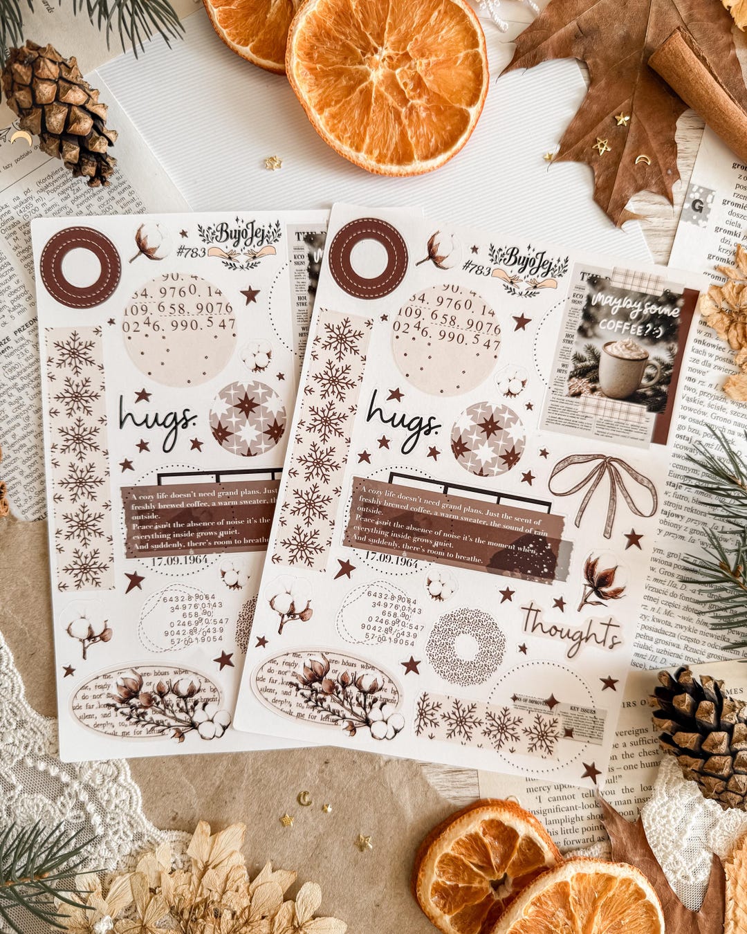 Cozy Coffee Sticker Sheet | Winter Journal Stickers for Scrapbooking or ...
