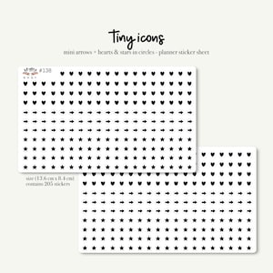 Autocollants Mini Icônes | Autocollants fonctionnels pour Hobo | Pack d'autocollants pour Bullet Journal | Feuille d'autocollants |  Autocollants Mini Flèches