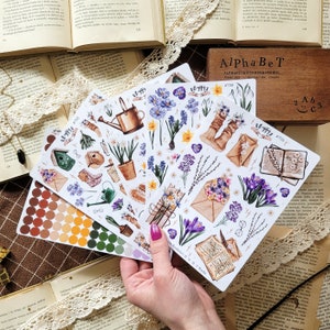 Frühlingsgarten-Aufkleber-Blatt-Set | 5 Stickerbogen für Bullet Journal | Aufkleber Etiketten für Bujo|Gartenarbeit | Scrapbooking| Frühlingsaufkleber-Set