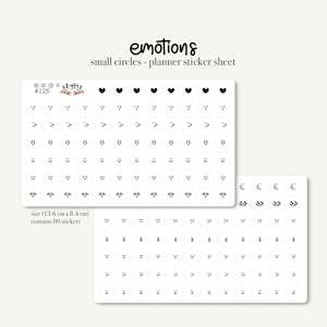 Mini hoja de pegatinas de emociones | 80 Pegatina autoadhesiva para Hobonichi | Etiquetas adhesivas para Bujo | Emociones felices y tristes | Pegatinas para planificador