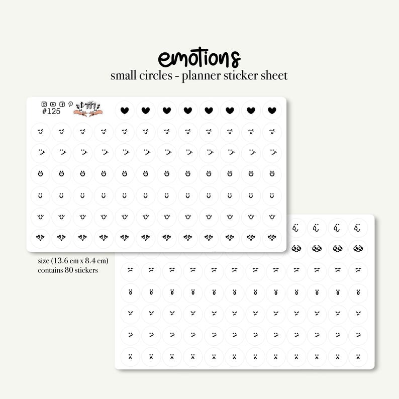 Mini Emotions Sticker Sheet | 80 Self-adhesive Sticker for Hobonichi ...