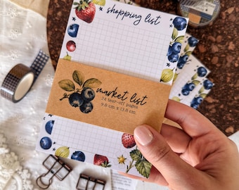 Bloc de notas para lista de compras, bloc de notas para lista de mercado, lista de frutas, bloc de notas con hojas desprendibles, 2,4 páginas, planificador hecho a mano, bloc de planificación de comidas