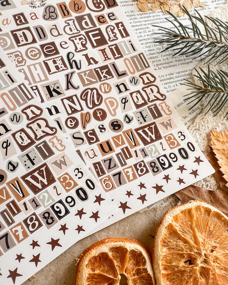 Vintage Alphabet Stickers | Cozy Cotton Collection | Neutral Letter ...