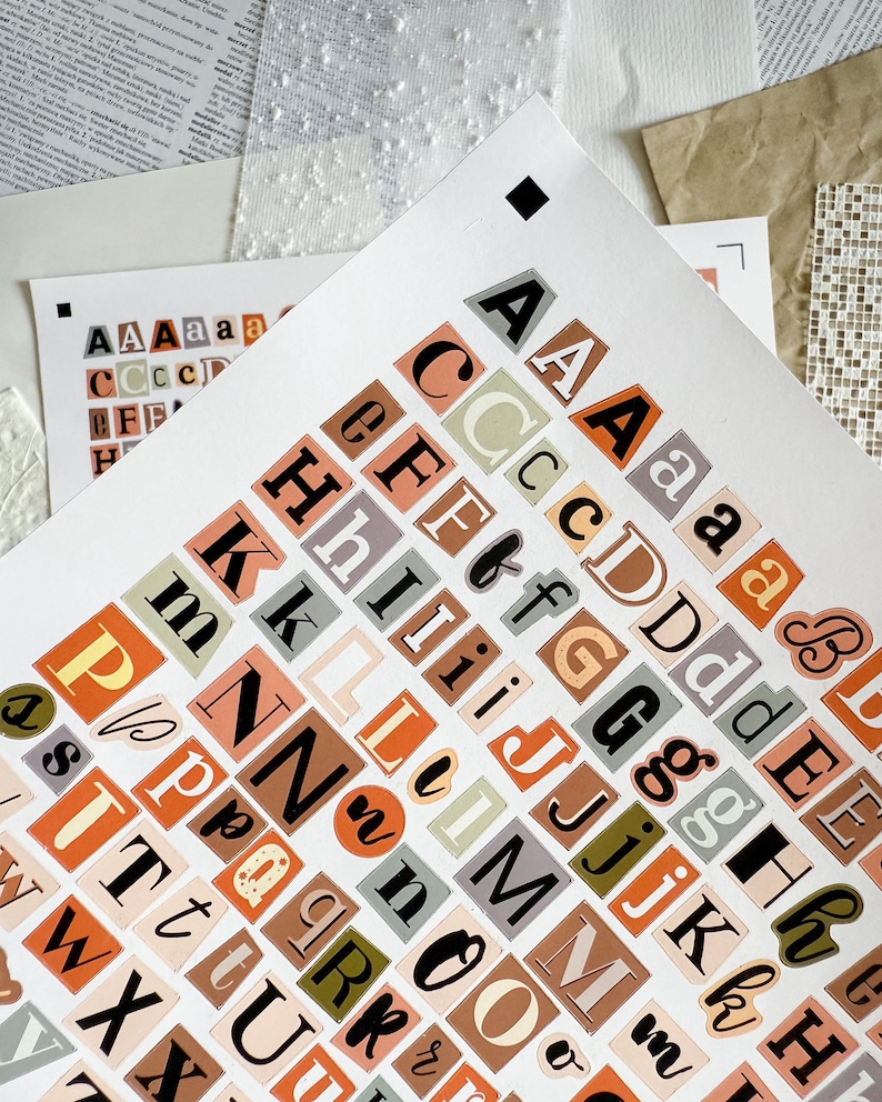 Vintage Alphabet Digital Stickers - A4 Printable Letters for Journaling ...