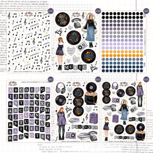 Hoja de pegatinas musicales | Pegatinas para Bullet Journal | Etiquetas adhesivas para Bujo | Amante de la música | Lista de reproducción | Pegatinas de Aesthetic Academy