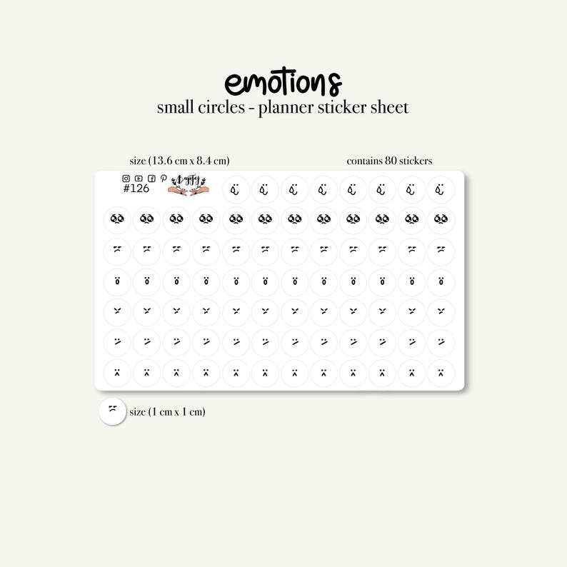 Mini Emotions Sticker Sheet | 80 Self-adhesive Sticker for Hobonichi ...