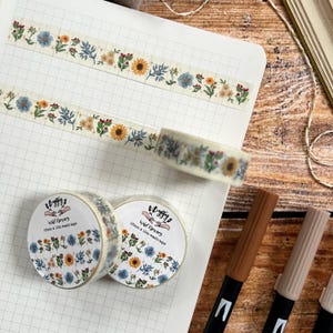 Washi Tape - Wilde bloemen | 15 mm x 10 m Vintage Washi-tape | Bullet Journal | Plakboek | Academie Washi-tape