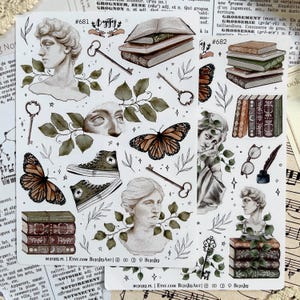 Feuille d'autocollants de l'Académie |  Autocollants pour Bullet Journal | Étiquettes autocollantes pour Bujo | Académie des ténèbres | Aquarelles | Autocollants de livres esthétiques