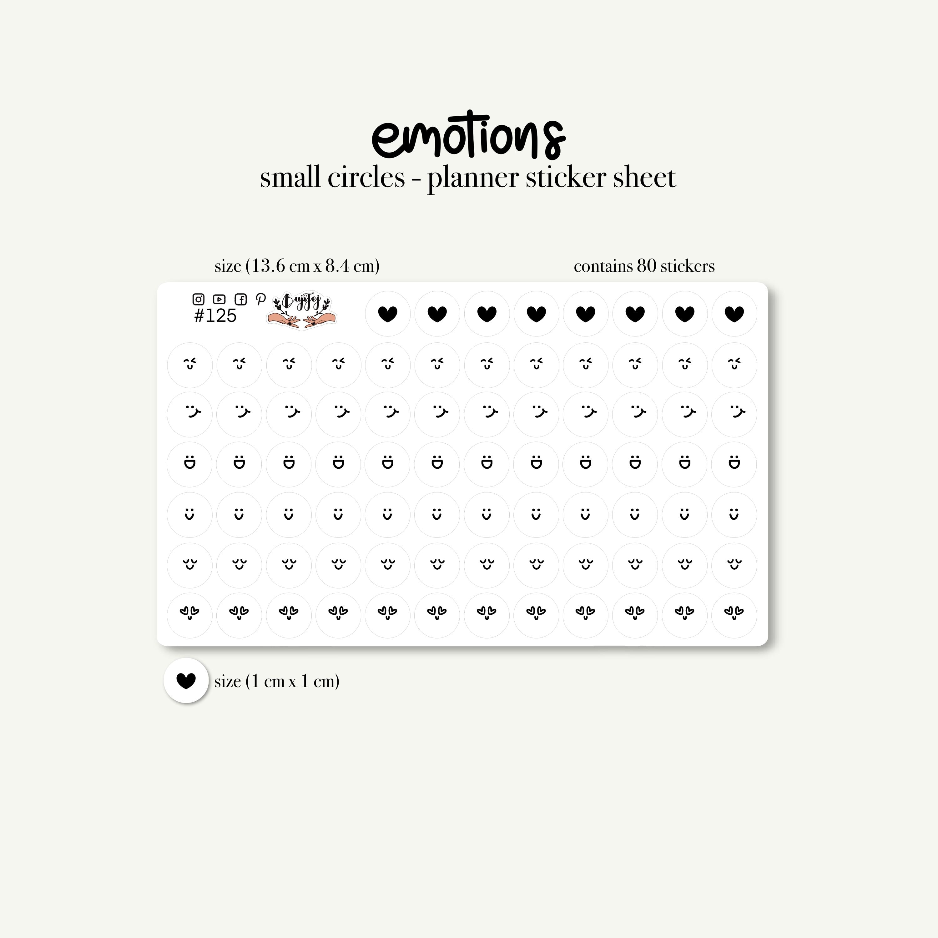 Mini Emotions Sticker Sheet | 80 Self-adhesive Sticker for Hobonichi ...
