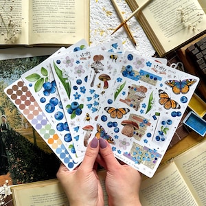 Waldschätze Stickerbogen Set | 5 Stickerbogen für Bullet Journal | Aufkleber Etiketten für Bujo | Ästhetisches Bujo | Pilz-Aufkleber-Bundle