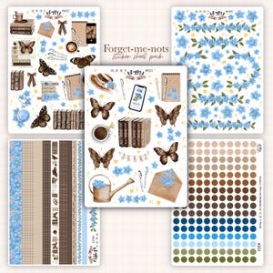 Vintage Frühling Stickerbogen Set | 5 Stickerbogen für Bullet Journal | Sticker fürs Tagebuch | Akademie | Bücher & Blumen | Ästhetisches Bujo