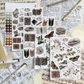 Academia Washi Stickers Set \u2013 vintage books, statues & botanical collage for journaling and scrapbooking
