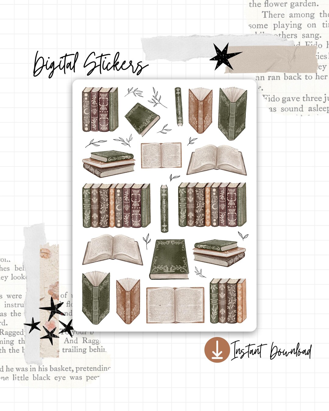Academia Digital Stickers | Book Digital Stickers | Antique Books ...