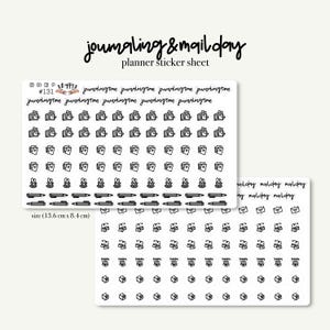 Journaling + Happy Mail - Mini autocollants d'icônes | Autocollants fonctionnels pour Hobo | Pack d'autocollants pour Bullet Journal | Feuille d'autocollants
