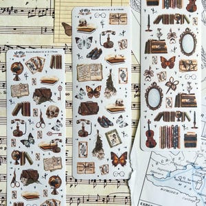 Dark Academia - Washi-stickervel | Vintage Sticker | Superdunne transparante stickers voor Bullet Journal | Academia-sticker op Washi-papier