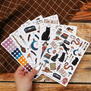 Spooky Sticker Sheet Set | Halloween Stickers | 5 Sticker Sheet for Bullet Journal | Stickers Labels for Calendar/Planner | Spooky Art