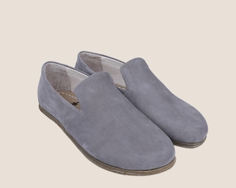 mens grey slip on dress shoes Silver-Gray Slip-On Shoes for Men