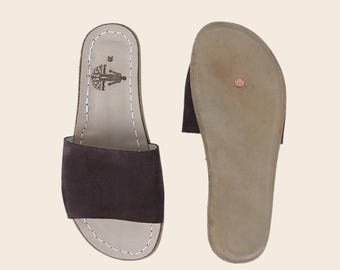 Handmade Brown Suede Leather Barefoot Sandals - Zero Drop