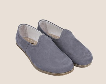 Handmade Gray Suede Slip-On Leather Sandals Handmade Grey Suede Leather Sandals: Anatomical Soft Footbed  main image 2