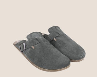 Handmade Suede Leather Clog Sandals: Barefoot Zero Drop Shoes