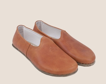 Ręcznie robione skórzane jemeńskie półbuty wsuwane: buty barefoot, zero drop