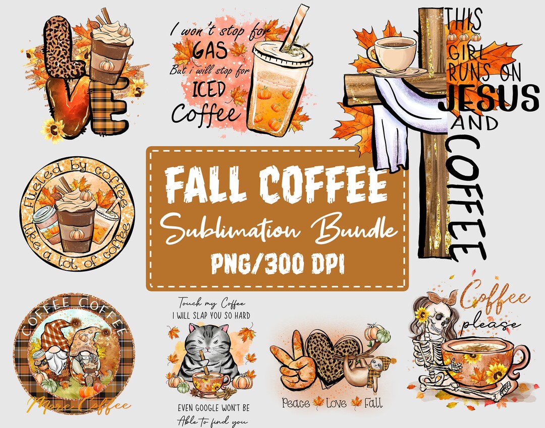 Fall Coffee Png, Orange Pumpkin Spice Bundle Png, Autumn Latte Png ...