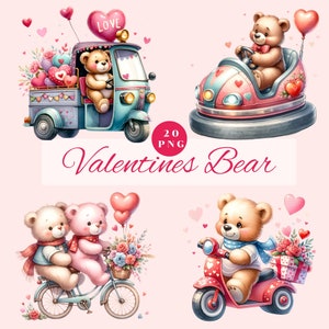 Urso clipart de dia dos namorados, veículo de urso de dia dos namorados PNG, clipart de dia dos namorados, bebê de dia dos namorados, clipart de berçário, transplante de PNG, clipart de animal