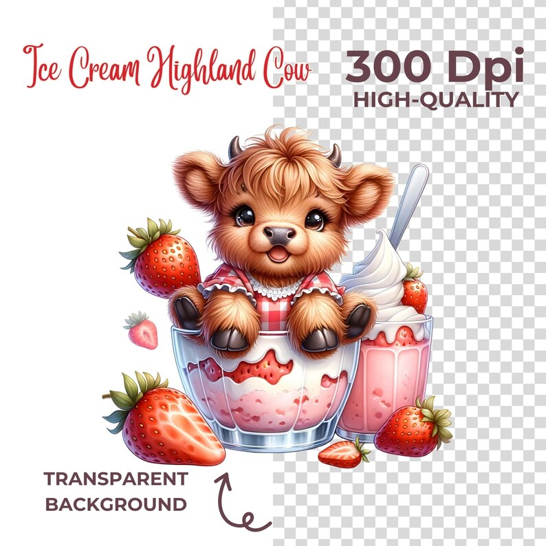 Porte-pinte à Glace En Forme De Vache Des Highlands - Impression 3D - Poignée Anti-gel - Inclut 2 Cuillères - 473 Ml