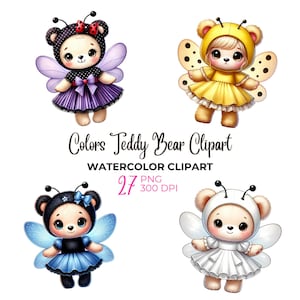 Clipart dell'orso dell'orsacchiotto della coccinella dell'acquerello, PNG dell'orsacchiotto, png della coccinella, clipart della scuola materna, Clipart del girasole, uso commerciale