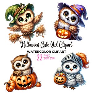 Aquarell Halloween süße Eule Clipart, Eule PNG, Kürbis, gruselige Eule, Kürbis Clipart, Herbst Herbst, süßes Tier, kommerzielle Nutzung